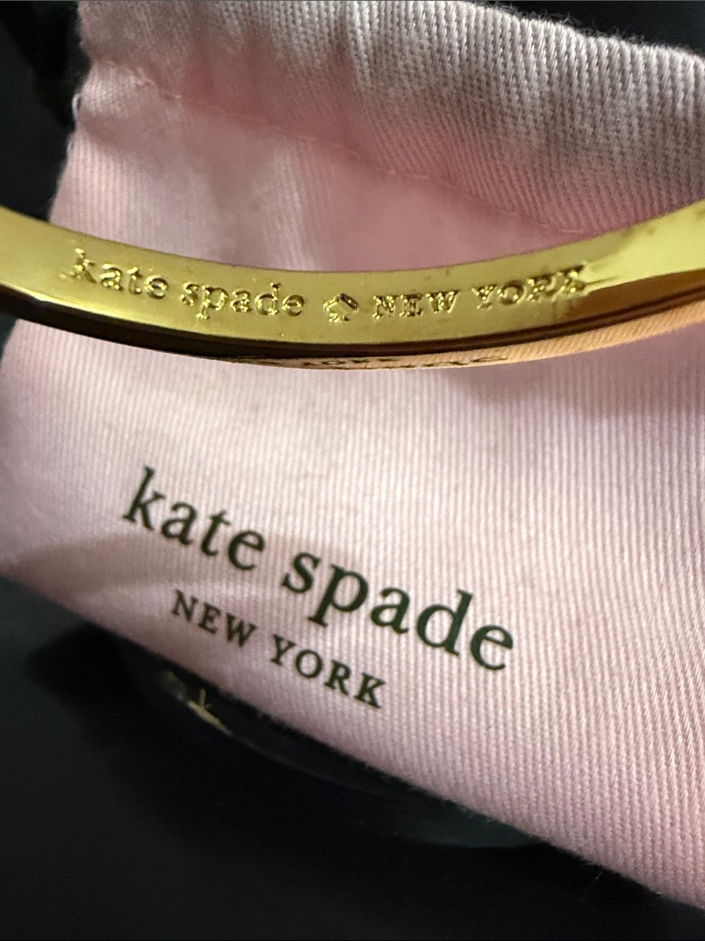 kate spade Gold and White Enamel Heart-Stud Hinged Bangle - Picture 3 of 5